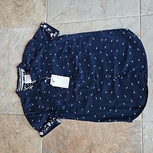 Denim & Flower Navy button down tee shirt.  Size 11/12.  NWT.
